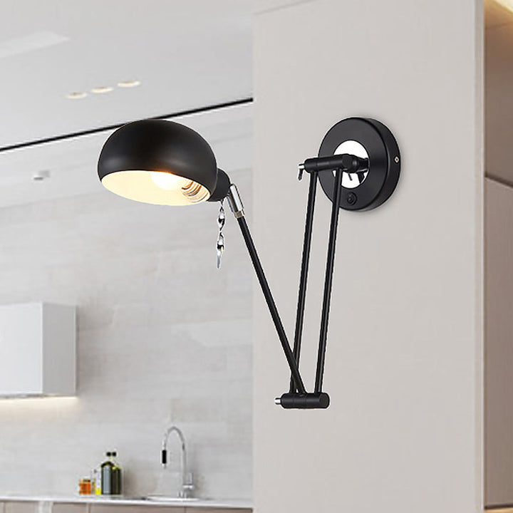 Lisslune | Bowl Living Room Wall Light with Swivel Arm Industrial Retro Metallic 1 Light Black Reading Wall Light