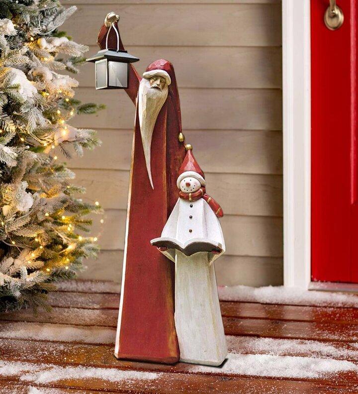Lisslune | Santa And Snowman Sculpture