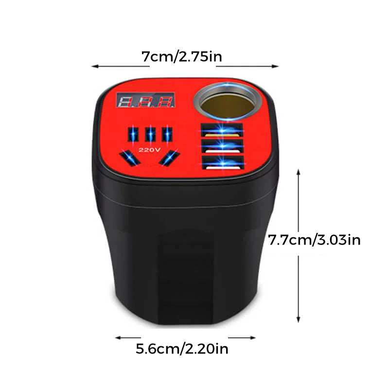 Lisslune | Auto-mounted Cup-type Inverter Converter QC Charger