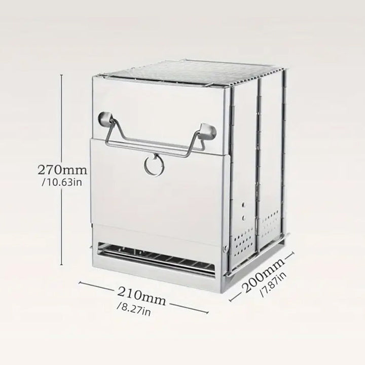 Lisslune | Outdoor Folding Wood Stove Mini Stainless Steel Grill Camping Picnic