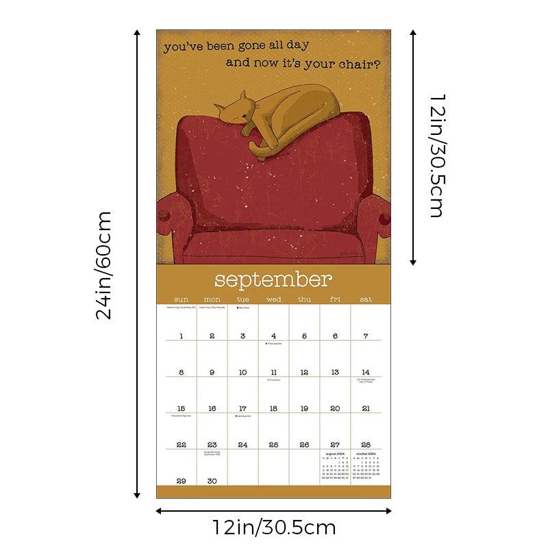 Lisslune | A Year of the Purring Cats 2024 Wall Calendar
