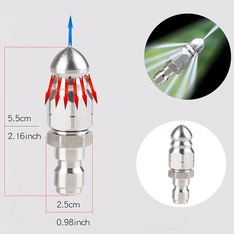 Lisslune | High-pressure nozzle made of stainless steel for unclogging drain pipes