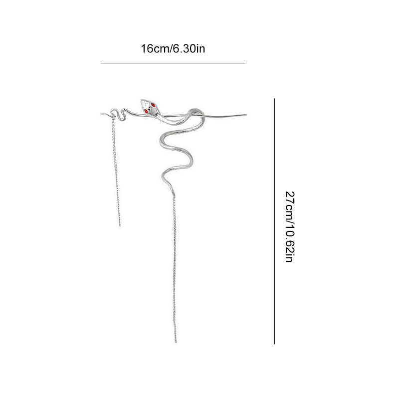 Lisslune | Silver Spiral Snake Tassel Hairpin