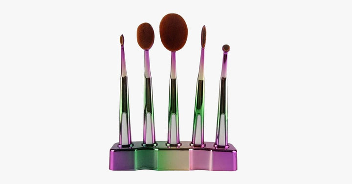 Lisslune | Galaxy Oval Brush Set with 5 Pieces with Soft Hair Bristles – Lightweight and Easy to Use