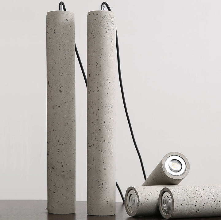 Lisslune | StoneCast Industrial Cylinder Pendant Light made of Concrete | 1 Light | Smooth or Rough Surface