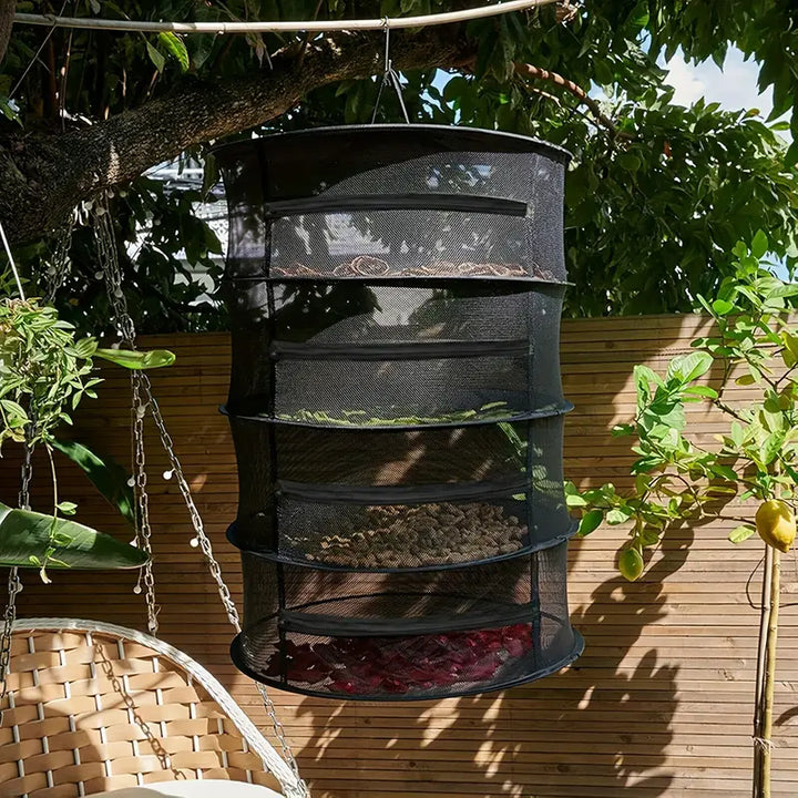 Lisslune | Foldable drying basket for fruits, vegetables, and herbs – Multi-tier net storage for quick drying process