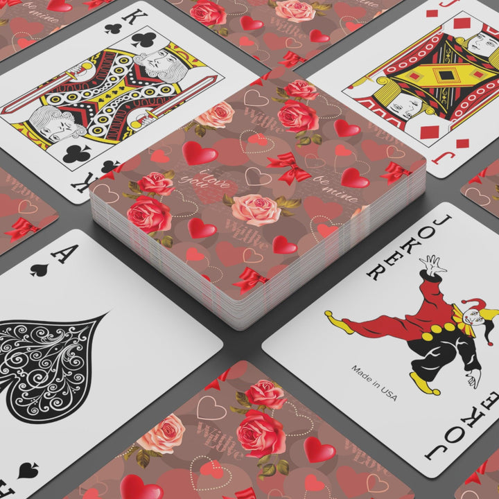 Lisslune | Valentine's Red Heart Peekaboo Playing Cards - Enhance Your Game Nights