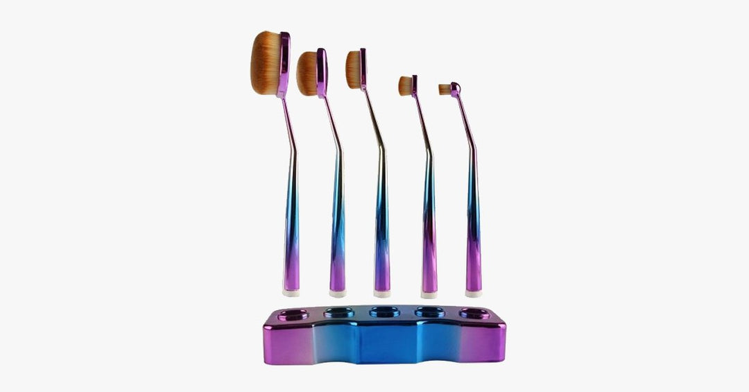 Lisslune | Galaxy Oval Brush Set with 5 Pieces with Soft Hair Bristles – Lightweight and Easy to Use