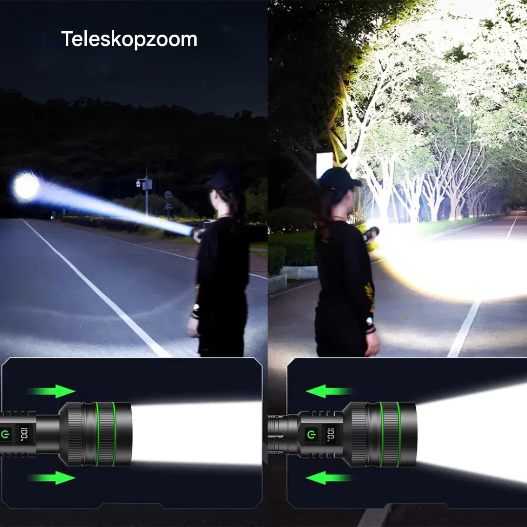 Lisslune | Extremely Bright and Zoomable LED Flashlight with Power Bank Function for Outdoor Adventures