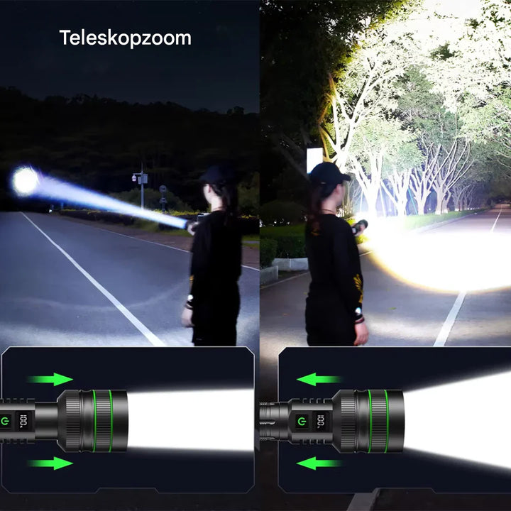 Lisslune | Extremely Bright and Zoomable LED Flashlight with Power Bank Function for Outdoor Adventures