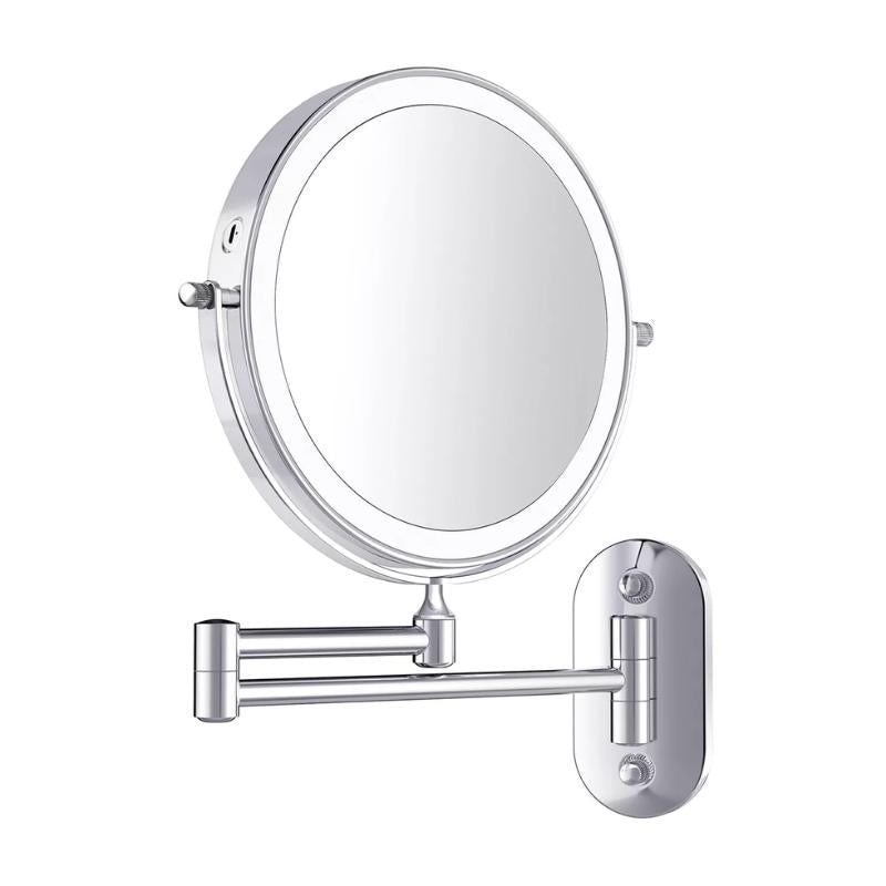 Lisslune | LED Magnifying Mirror | Rechargeable | Cosmetics & Bathroom | Chrome Silver