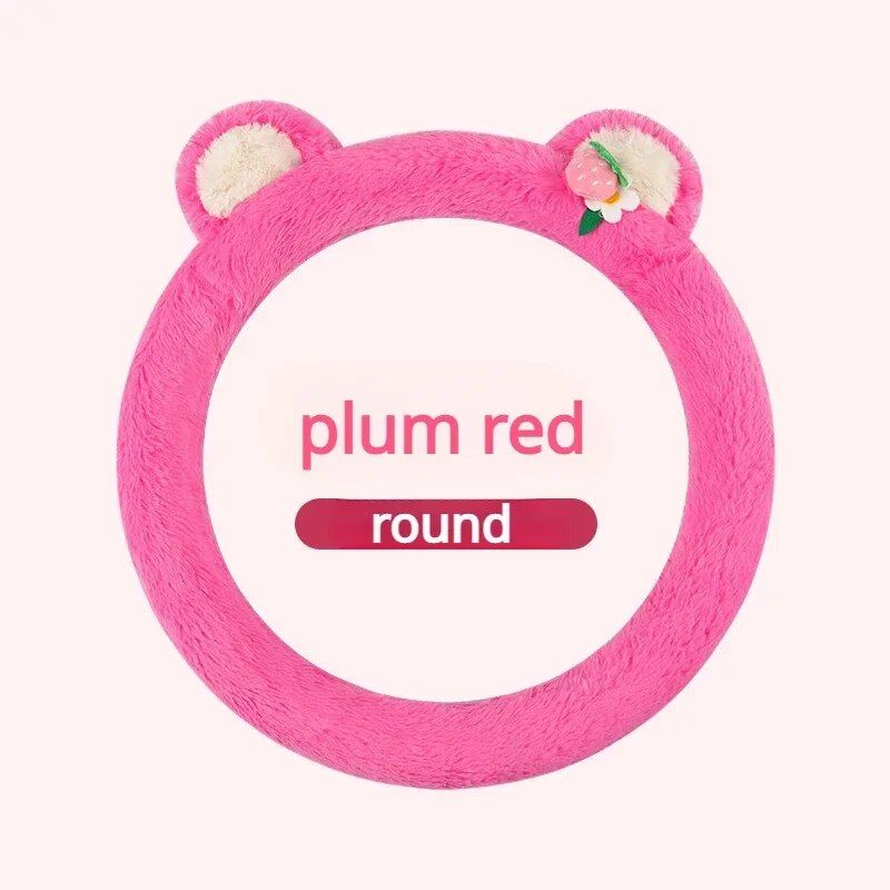 Lisslune | Pink cat ears plush steering wheel cover