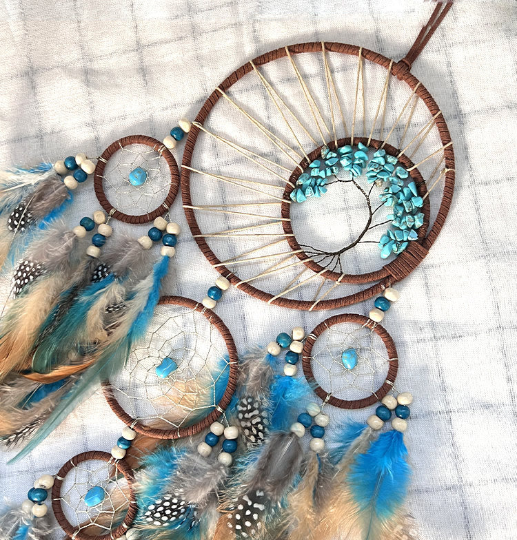 Lisslune | Turquoise Tree of Life Feather Dreamcatcher