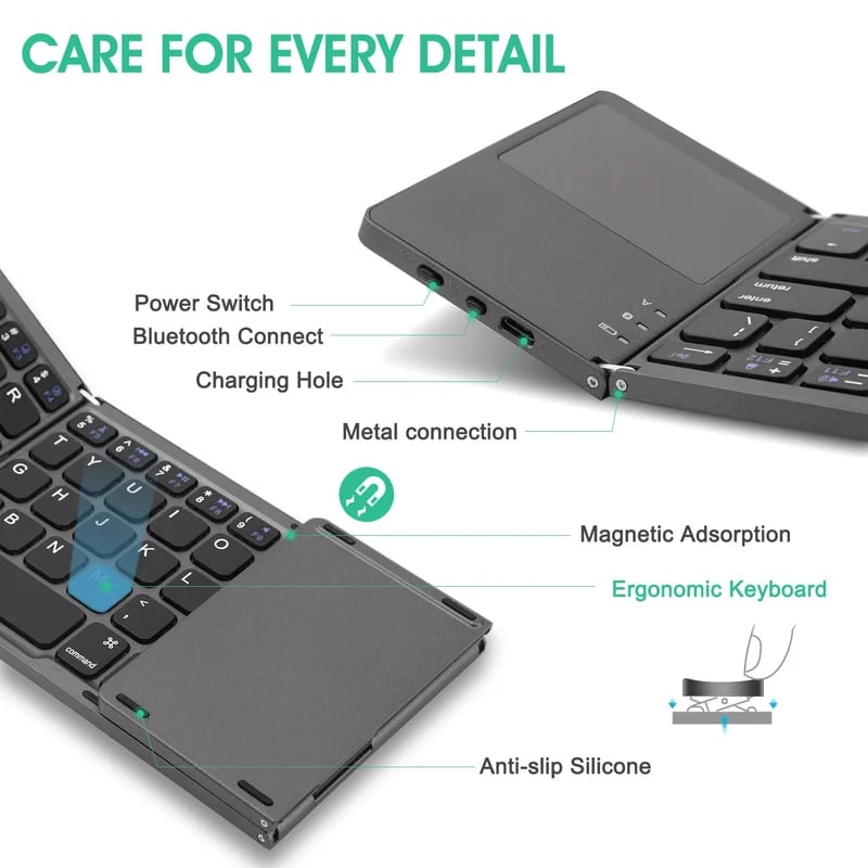 Lisslune | Foldable Bluetooth Keyboard with Touchpad