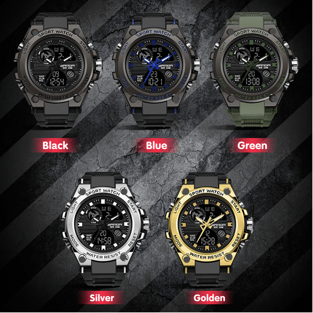 Lisslune | Sporty Dual-Display Mode Multifunctional Waterproof Luminous Men's Wristwatch