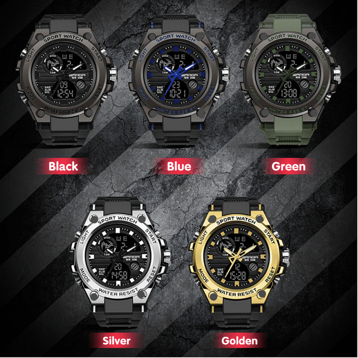 Lisslune | Sporty Dual-Display Mode Multifunctional Waterproof Luminous Men's Wristwatch