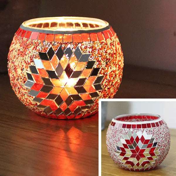 Lisslune | Mosaic Glass Candle Holder for Home Decor