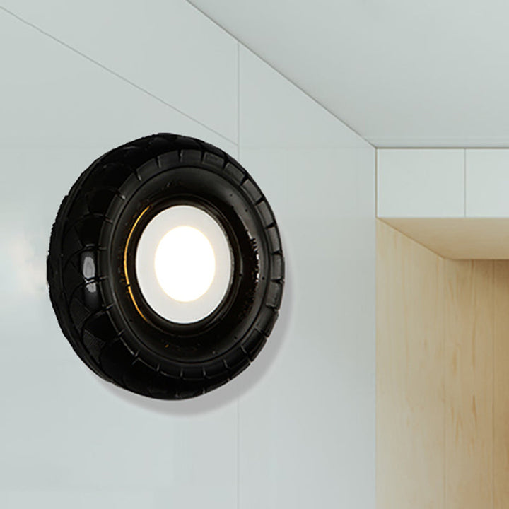 Lisslune | Tyre Metallic Wall Light Farmhouse Style LED Corridor Wall Mount Lighting in Black, 10"/16" Width