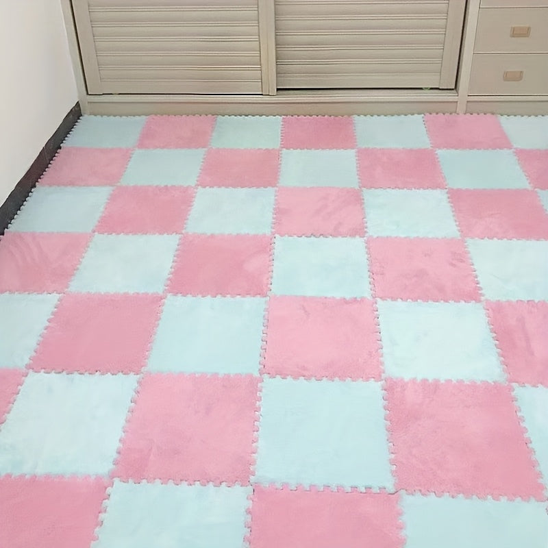 Rynx | 40-piece Thickened Modern Plush Carpet] 40-piece Modern Plush Patchwork Thickened Carpet for Bedroom, Living Room, Wardrobe, Renovation of Rental Apartments, Suitable for All Seasons