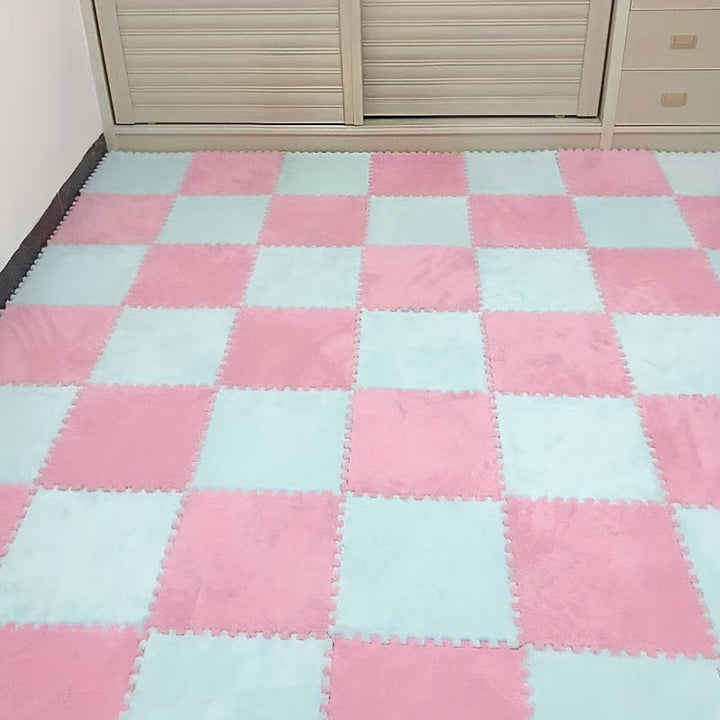 Rynx | 40-piece Thickened Modern Plush Carpet] 40-piece Modern Plush Patchwork Thickened Carpet for Bedroom, Living Room, Wardrobe, Renovation of Rental Apartments, Suitable for All Seasons