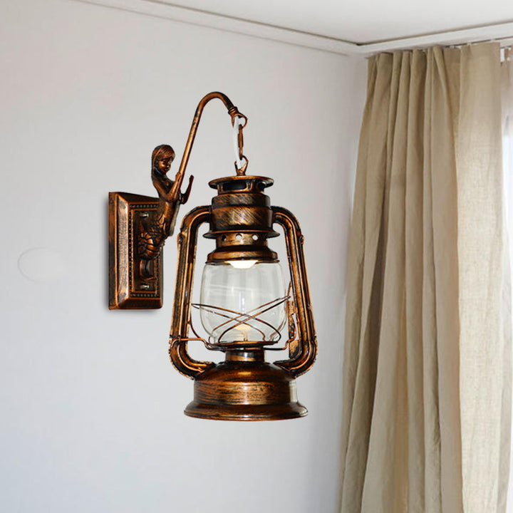 Skørter | Antique Bronze Kerosene Wall Lighting Industrial Clear Glass 1 Light Living Room Wall Lamp Fixture, 13"/14"/16"