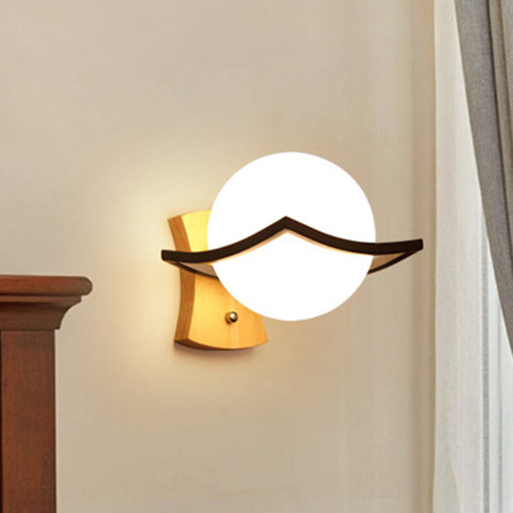 Lisslune | Contemporary globe shade wall lamp 1 head milk glass wall lamp in white for bedside table