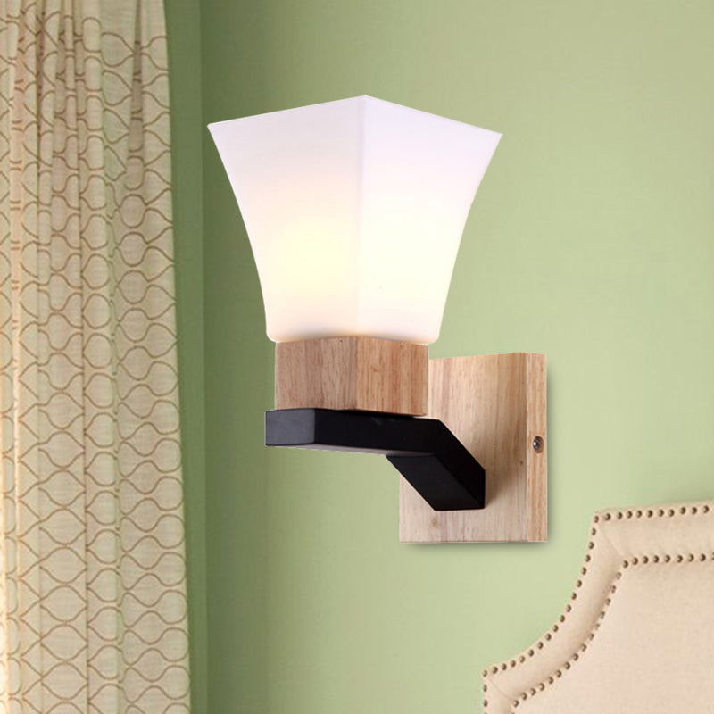 Lisslune | Modern White Wall Light Inverted Bell One Head Matte Glass Wall Lamp for Bedroom Dining Room