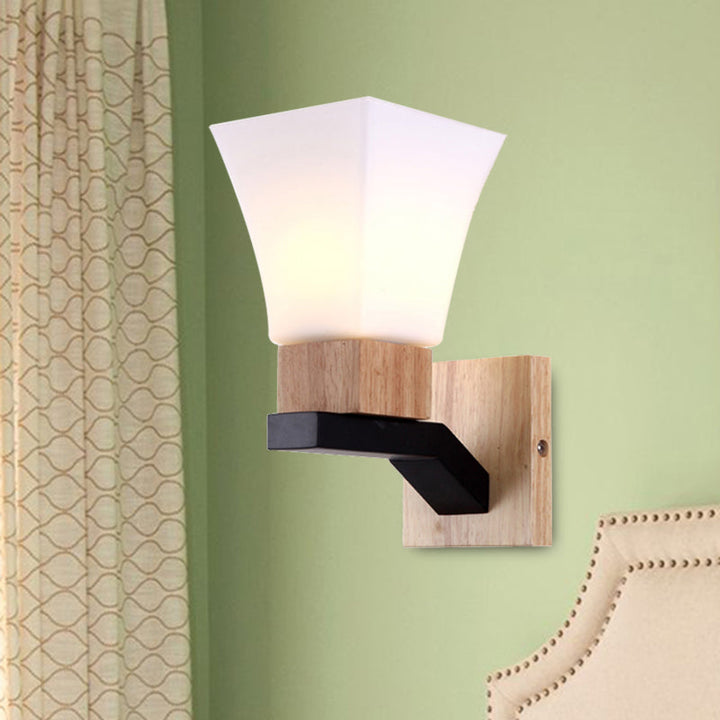 Lisslune | Modern White Wall Light Inverted Bell One Head Matte Glass Wall Lamp for Bedroom Dining Room