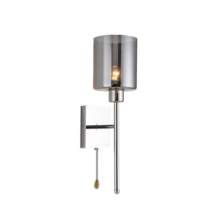 Lisslune | Beige/Chrome Cylindrical Wall Light Modern 1 Light Smoke/Clear Glass Wall Mount Light with Switch/No Switch/Cable Switch