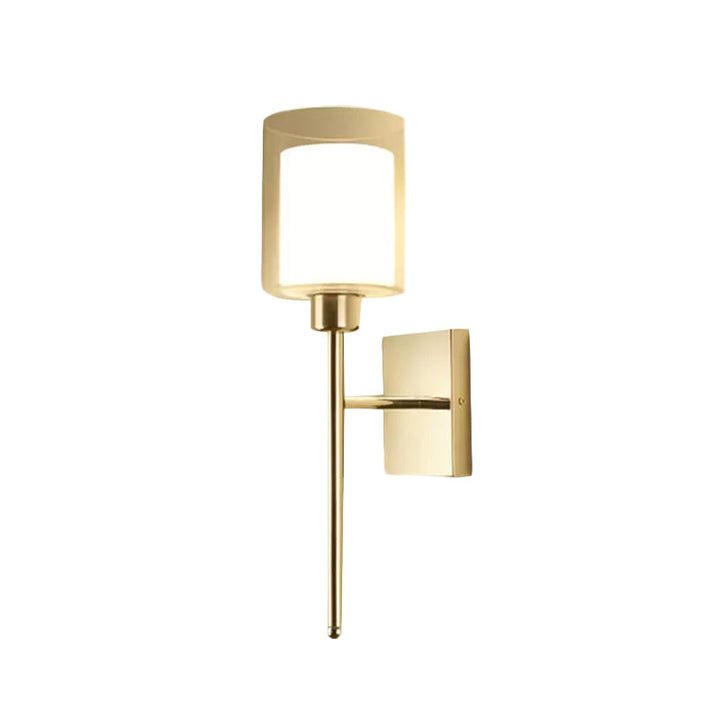 Lisslune | Beige/Chrome Cylindrical Wall Light Modern 1 Light Smoke/Clear Glass Wall Mount Light with Switch/No Switch/Cable Switch