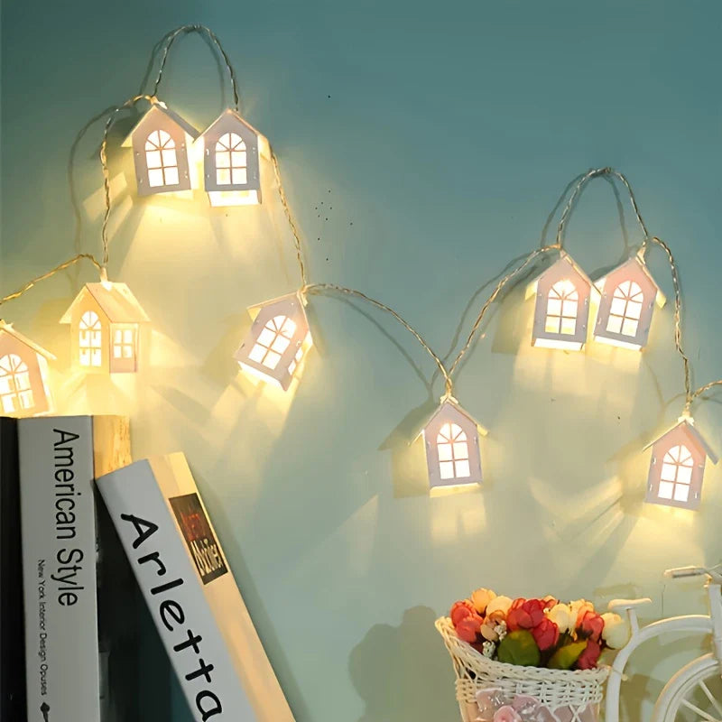 Lisslune | LED fairy lights with mini houses - Decorative Christmas lighting for indoor use