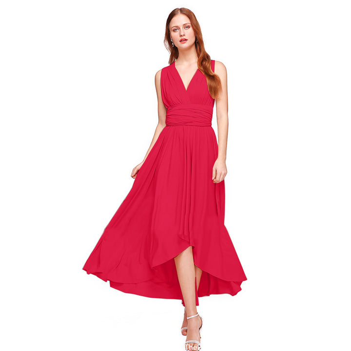 Women's maxi dress with flowing A-line cut and deep V-neck