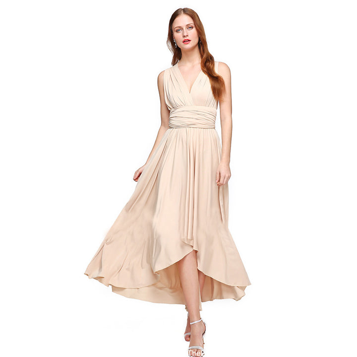 Women's maxi dress with flowing A-line cut and deep V-neck