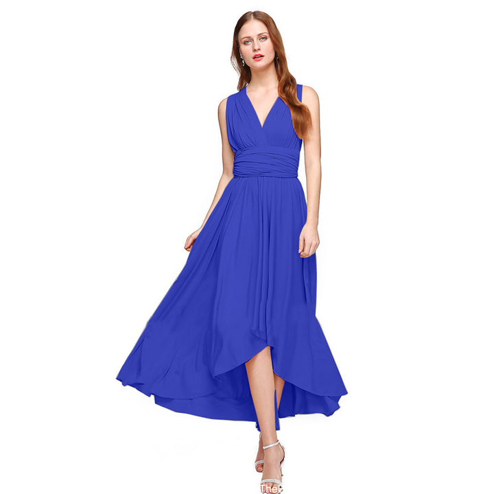 Women's maxi dress with flowing A-line cut and deep V-neck