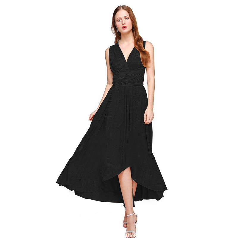 Women's maxi dress with flowing A-line cut and deep V-neck