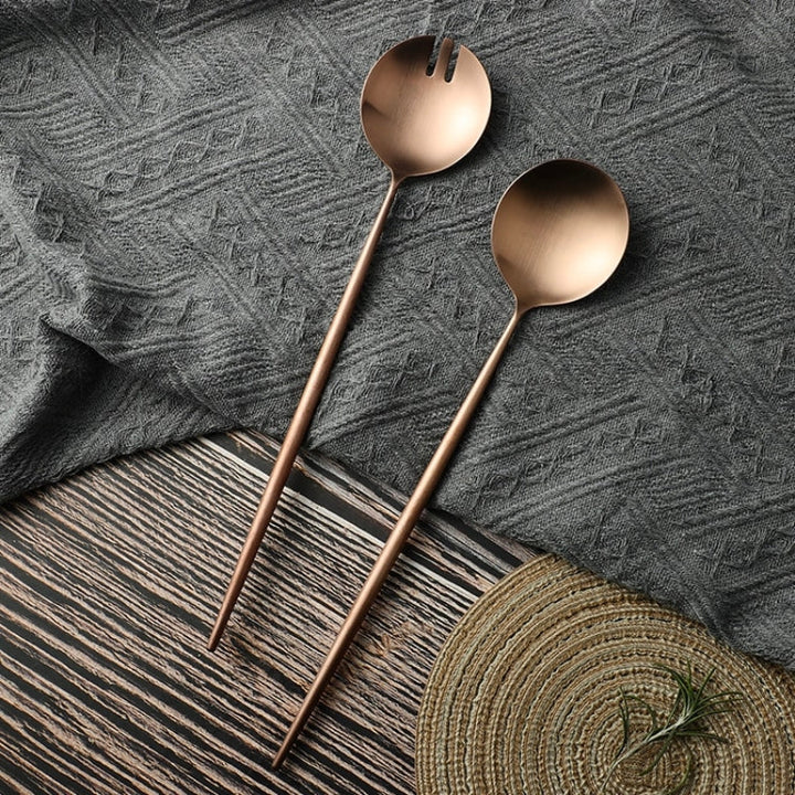 Lisslune | Rose Gold Salad Cutlery and Serving Utensils Set