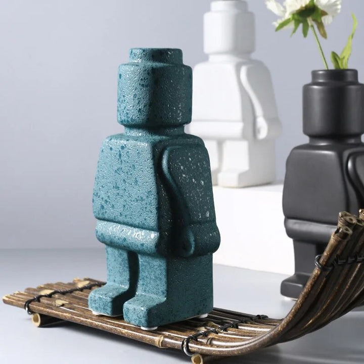 Lisslune | UniqueDisplay - Polka Dot Robot Flower Vase Figure