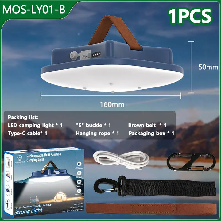 Lisslune | 80W LED Solar-Rechargeable Camping Lamp with Magnet and Zoom Function