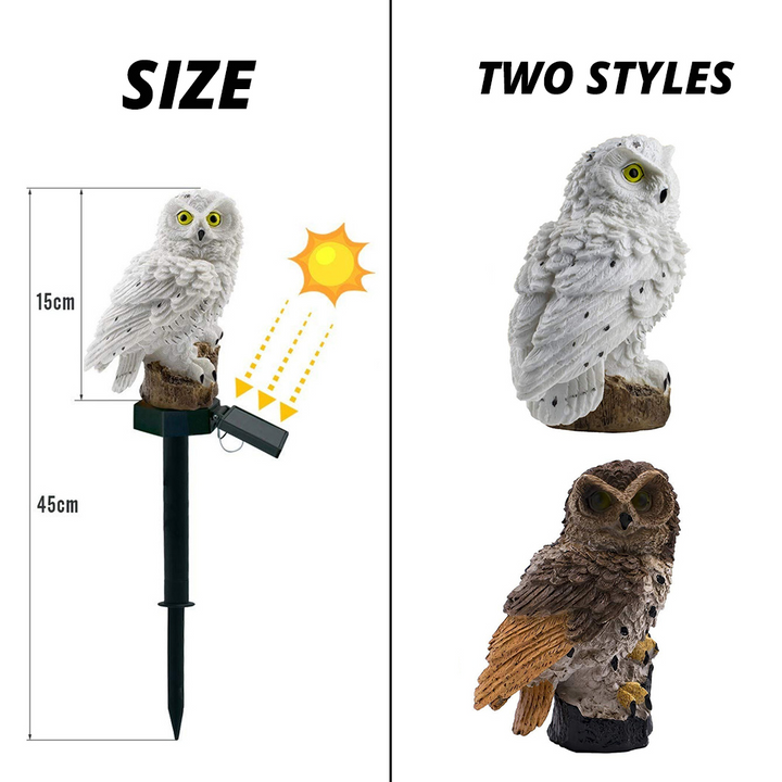 Lisslune | Solar Garden Light Owl – LED Outdoor Light for Garden, Terrace and Balcony, weatherproof