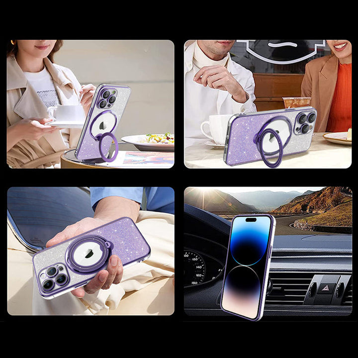 Lisslune | Magnetic Glitter Case with Invisible Stand for iPhone