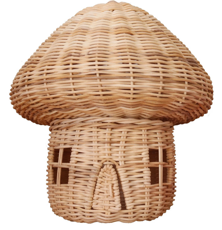 Lisslune | Handcrafted Rattan Mushroom House Ornament – Beautiful Woven Decoration for Home