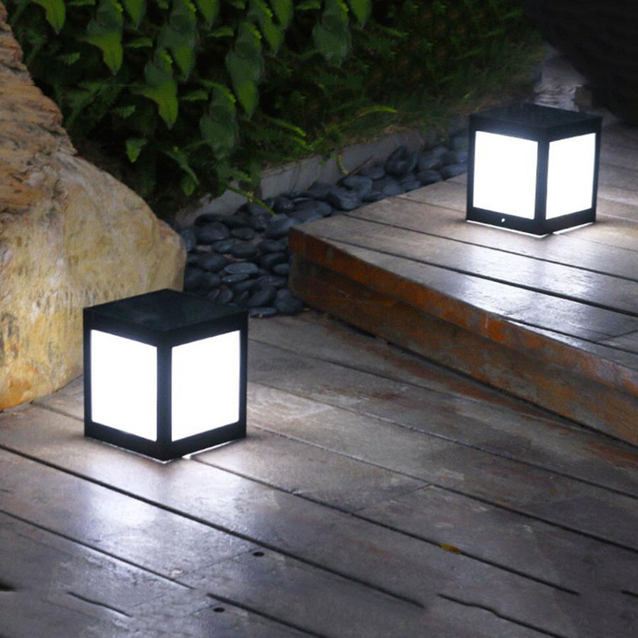Lisslune | Solar LED garden lantern in square design – decorative outdoor lighting for paths and terrace