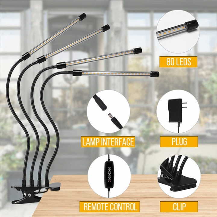 Lisslune | Plant growth light with 4 flexible arms and dimming function for indoor gardens