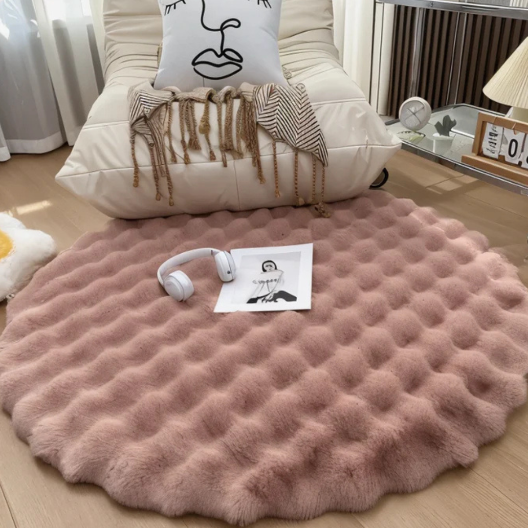 Lisslune | Round Fleece Rug 90x90 cm Soft Anti-Slip