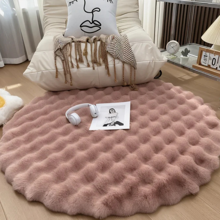 Lisslune | Round Fleece Rug 90x90 cm Soft Anti-Slip