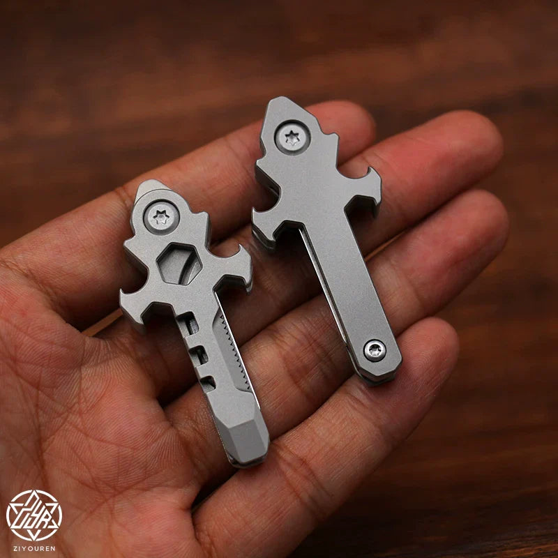 Lisslune | Titanium Multi-Tool Keychain: Mini EDC Gadget with Bottle Opener & Box Cutter