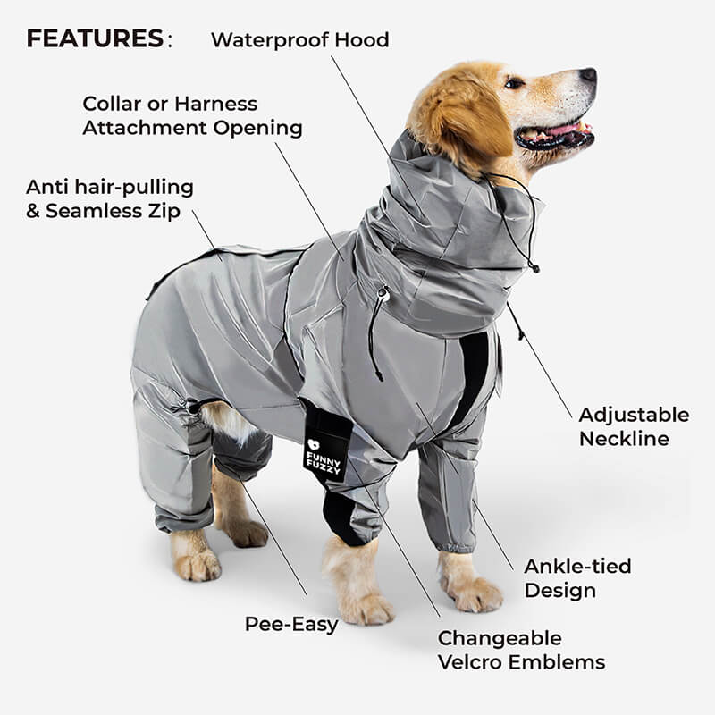 Lisslune | Reflective All-Weather Waterproof Cool Dog Accessories Raincoat