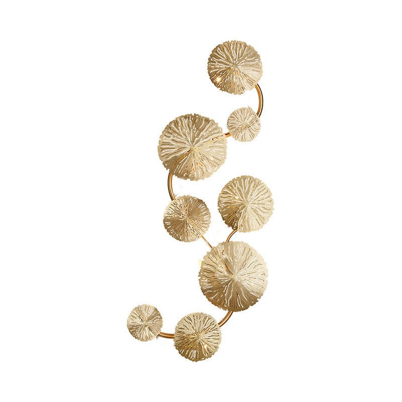 Skørter | 19.5"/23.5"/28" Width 5/6/8-Light Lotus Leaf Wall Lamp Art Deco Gold Finish Stainless Steel Flush Wall Lamp