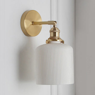 Skørter | Porcelain Wall Light with Brass Lamp Holder Dining Room Foyer 5/6/8.5 inches wide 1 Light Modern Wall Lamp in White