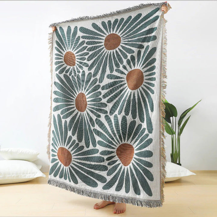 Lisslune | Floral Daisy Woven Throw Blanket